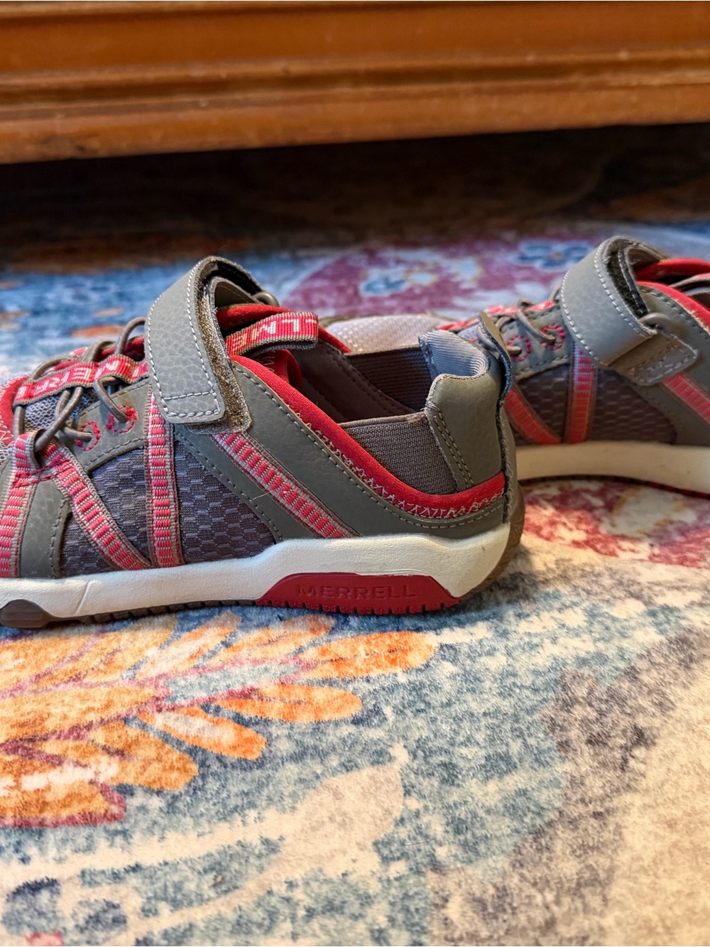 Merrell Kids Gray and Red Athletic Sneakers